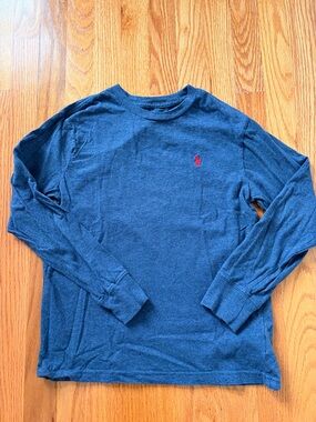 Boys Polo by Ralph Lauren Navy Long-Sleeve Crewneck with Red Pony